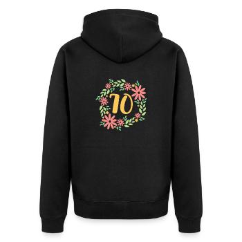 Cadeau du 70e anniversaire - Veste à capuche bio Premium Unisexe - noir - Dos - Nico (187cm)