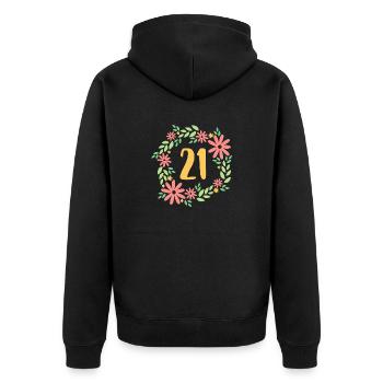 21st Birthday Gift - Unisex Premium Organic Zip Hoodie - black - Back - Nico (187cm)