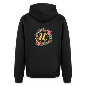 Cadeau du 80e anniversaire - Veste à capuche bio Premium Unisexe - noir - Dos - Nico (187cm)
