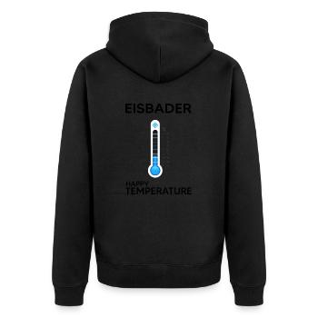 Eisbader Winterschwimmen Eisbad "Minusgrad kalt" - Unisex Premium Bio Zip Hoodie - Schwarz - Hinten - Nico (187cm)