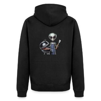 Alien Koch - Unisex Premium Organic Zip Hoodie - black - Back - Nico (187cm)