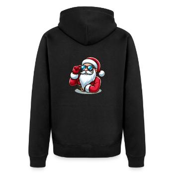 Cooler Weihnachtsmann mit Sonnenbrille - Unisex Premium Bio Zip Hoodie - Schwarz - Hinten - Nico (187cm)