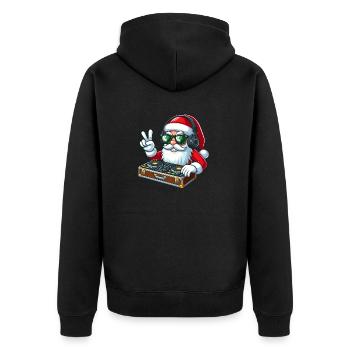Cooler Weihnachtsmann mit Sonnenbrille - Unisex Premium Bio Zip Hoodie - Schwarz - Hinten - Nico (187cm)