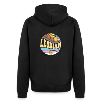 Vintage Lesbian Pride Month - Groovy LGBT Gay - Unisex Premium Organic Zip Hoodie - black - Back - Nico (187cm)