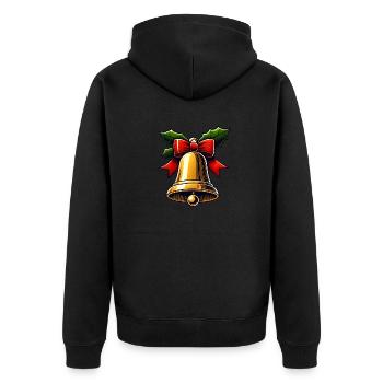Weihnachtsglocke - Unisex Premium Bio Zip Hoodie - Schwarz - Hinten - Nico (187cm)
