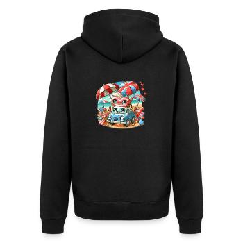 Cute Vintage Car and Heart on a Beach Holiday - Unisex Premium Organic Zip Hoodie - black - Back - Nico (187cm)