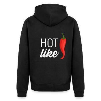 Hot like Chili sexy Girl Boy scharf geil - Unisex Premium Bio Zip Hoodie - Schwarz - Hinten - Nico (187cm)