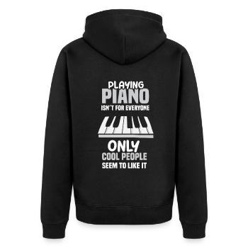 Playing piano isn´t for everyone - Unisex Premium Bio Zip Hoodie - Schwarz - Hinten - Nico (187cm)