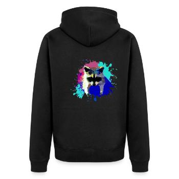 waschbär,bär,graffiti,malerei,blau,farbklecks - Unisex Premium Bio Zip Hoodie - Schwarz - Hinten - Nico (187cm)
