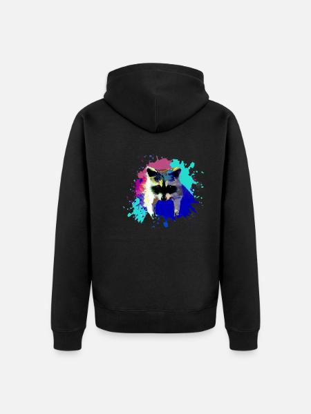 waschbär,bär,graffiti,malerei,blau,farbklecks - Unisex Premium Bio Zip Hoodie - Schwarz