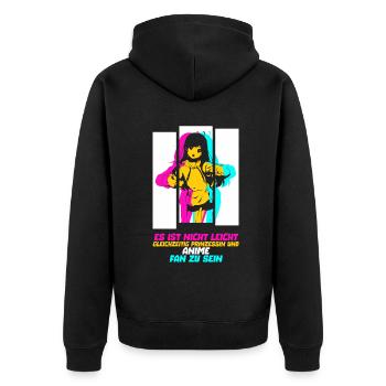 Prinzessin und Anime - Unisex Premium Bio Zip Hoodie - Schwarz - Hinten - Nico (187cm)