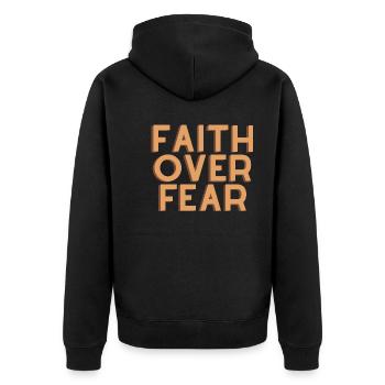 Faith Over Fear - Christian Quote - Unisex Premium Organic Zip Hoodie - black - Back - Nico (187cm)