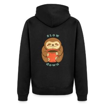 paresseux avec café ralentir - Veste à capuche bio Premium Unisexe - noir - Dos - Nico (187cm)