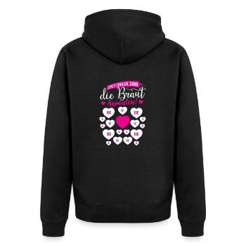 Braut Junggesellin Junggesellinenabschied JGA Geld - Unisex Premium Bio Zip Hoodie - Schwarz - Hinten - Nico (187cm)