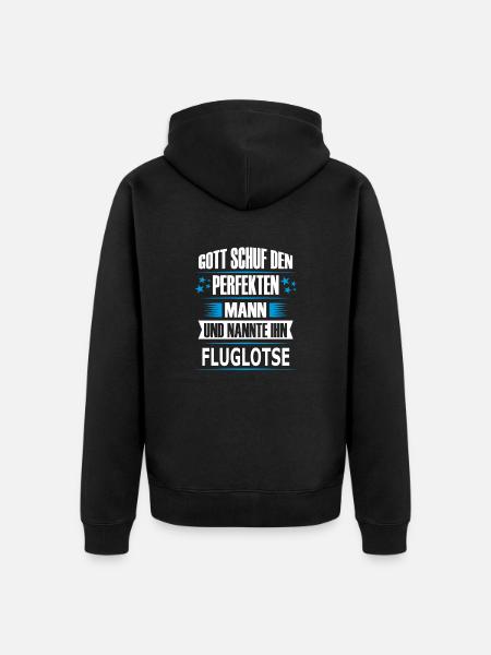 FLUGLOTSE - Unisex Premium Bio Zip Hoodie - Schwarz