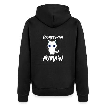 "Soumets-Toi Humain" - Veste à capuche bio Premium Unisexe - noir - Dos - Nico (187cm)