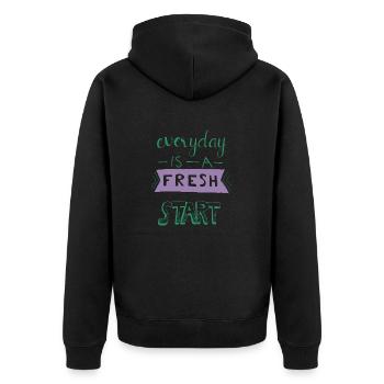 Every Day is a Fresh Start - Unisex Premium Organic Zip Hoodie - black - Back - Nico (187cm)