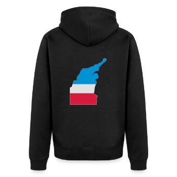 Matrosendenkmal - Unisex Premium Bio Zip Hoodie - Schwarz - Hinten - Nico (187cm)