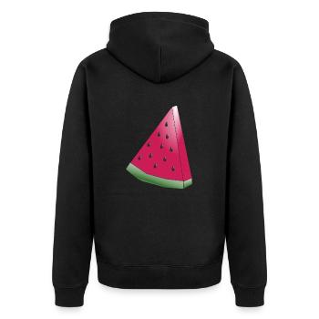 Melone - Unisex Premium Bio Zip Hoodie - Schwarz - Hinten - Nico (187cm)