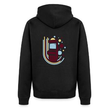 Arcade-Automat (Retro Kreise) - Unisex Premium Bio Zip Hoodie - Schwarz - Hinten - Nico (187cm)