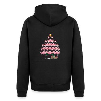 Weihnachtsbaum-Flamingo - Unisex Premium Bio Zip Hoodie - Schwarz - Hinten - Nico (187cm)