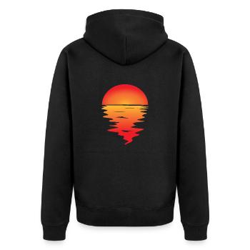 Sonnenuntergang - Unisex Premium Bio Zip Hoodie - Schwarz - Hinten - Nico (187cm)