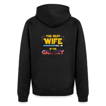 Die beste Frau in der Galaxis - Unisex Premium Bio Zip Hoodie - Schwarz - Hinten - Nico (187cm)