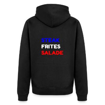 Steak Fries Salat - Unisex Premium Bio Zip Hoodie - Schwarz - Hinten - Nico (187cm)