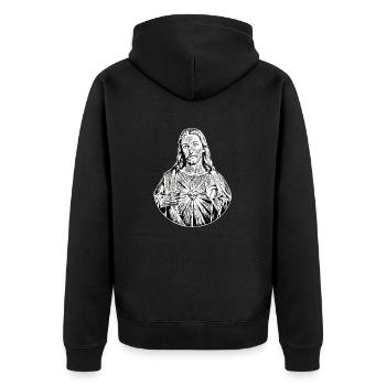 Jésus Noir Jésus Christ * Jésus Noir - Veste à capuche bio Premium Unisexe - noir - Dos - Nico (187cm)