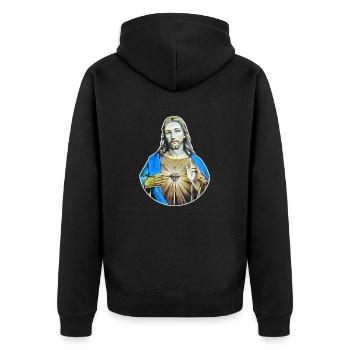 Jesus Christ * Jesus Christ Retro Style - Unisex Premium Organic Zip Hoodie - black - Back - Nico (187cm)
