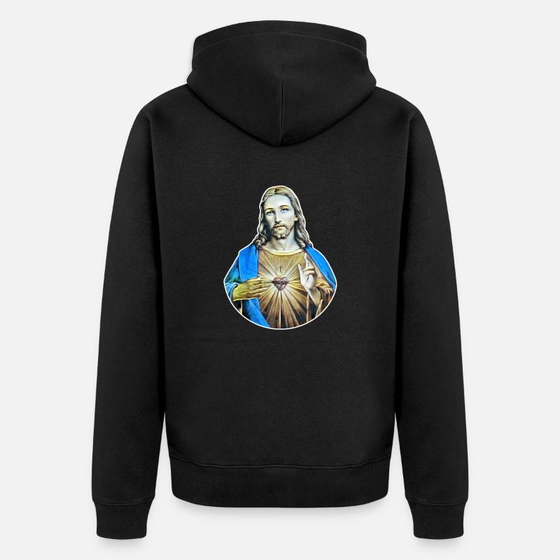 Jésus-Christ * Style rétro de Jésus-Christ - Veste à capuche bio Premium Unisexe - noir