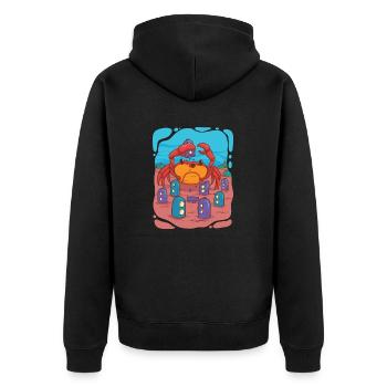 Crab visits underwater city - Unisex Premium Organic Zip Hoodie - black - Back - Nico (187cm)