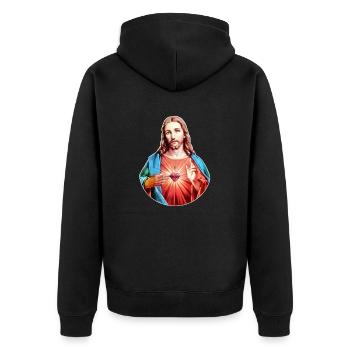 Jésus-Christ | Jésus Christ - Veste à capuche bio Premium Unisexe - noir - Dos - Nico (187cm)