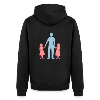 Father 2 daughters - Unisex Premium Organic Zip Hoodie - black - Back - Nico (187cm)