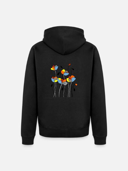 Blumen - Unisex Premium Bio Zip Hoodie - Schwarz