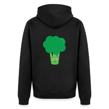 Broccoli - Unisex Premium Organic Zip Hoodie - black - Back - Nico (187cm)