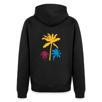 Silhouette Palm Trees Sunset - Unisex Premium Organic Zip Hoodie - black - Back - Nico (187cm)