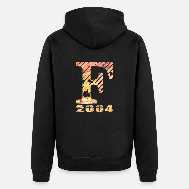 F 2004 Name Geburtsjahr Geschenk - Unisex Premium Bio Zip Hoodie - Schwarz