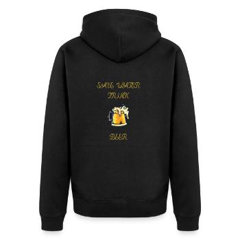 SAVE WATER TRINK BEER - Unisex Premium Bio Zip Hoodie - Schwarz - Hinten - Nico (187cm)