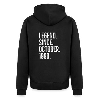 Legende seit Oktober 1990 - Unisex Premium Bio Zip Hoodie - Schwarz - Hinten - Nico (187cm)
