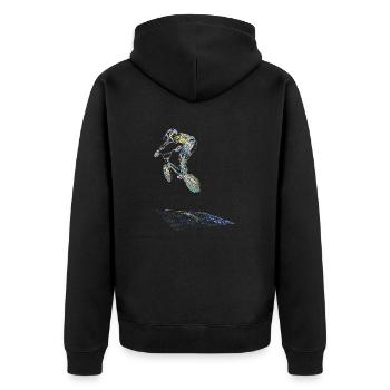 BMX Race Racing Mountainbike Motocross - Unisex Premium Bio Zip Hoodie - Schwarz - Hinten - Nico (187cm)