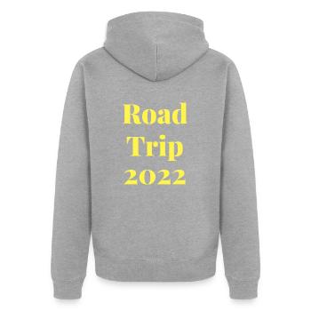 road trip 2022 - Veste à capuche bio Premium Unisexe - gris chiné - Dos - Nico (187cm)