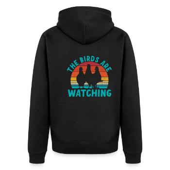 Birds Are Watching - Unisex Premium Organic Zip Hoodie - black - Back - Nico (187cm)