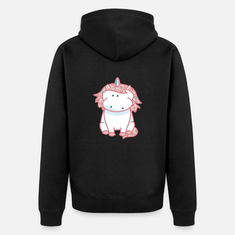 Licorne Rose (b) - Veste à capuche bio Premium Unisexe - noir