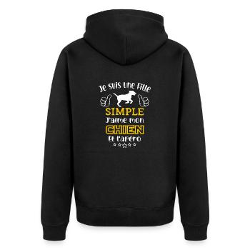 je suis une fille simple j'aime mon chien et apéro - Veste à capuche bio Premium Unisexe - noir - Dos - Nico (187cm)