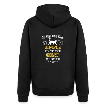 je suis une fille simple j'aime mon chat et apero - Veste à capuche bio Premium Unisexe - noir - Dos - Nico (187cm)