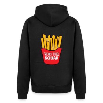 Pommes - French Fries Squad - Unisex Premium Bio Zip Hoodie - Schwarz - Hinten - Nico (187cm)