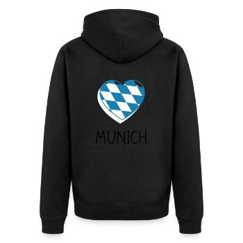 Munich Heart - Unisex Premium Bio Zip Hoodie - Schwarz - Hinten - Nico (187cm)