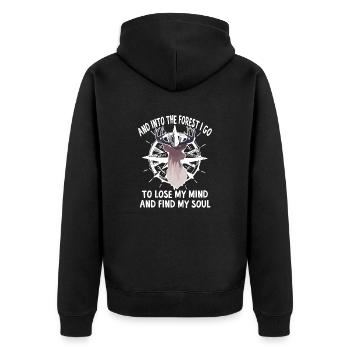 Wandern Campen Camping Outdoor Wandertour Wanderer - Unisex Premium Bio Zip Hoodie - Schwarz - Hinten - Nico (187cm)