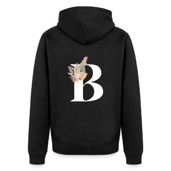 lettre B fleuris - Veste à capuche bio Premium Unisexe - noir - Dos - Nico (187cm)